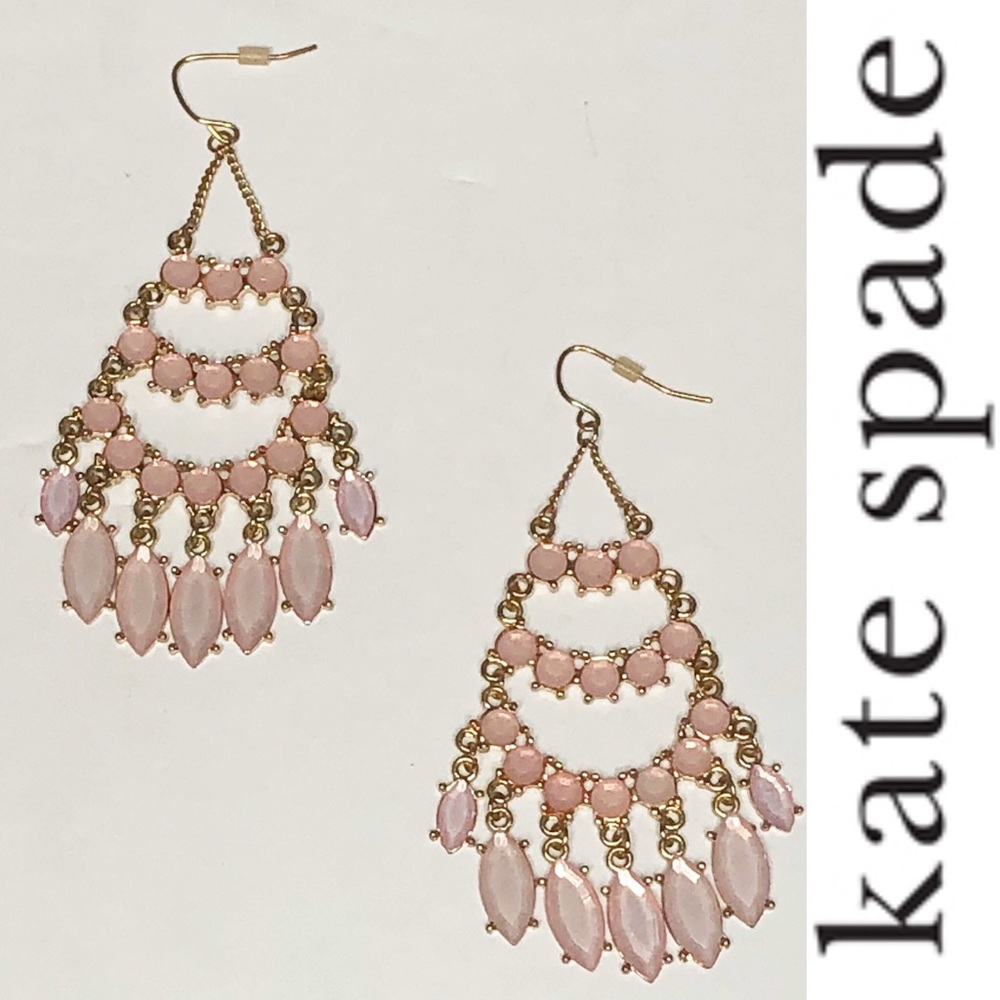 Last Chance……NWOT Kate Spade Rose Gold Pink Chandelier Earrings - Picture 2 of 8
